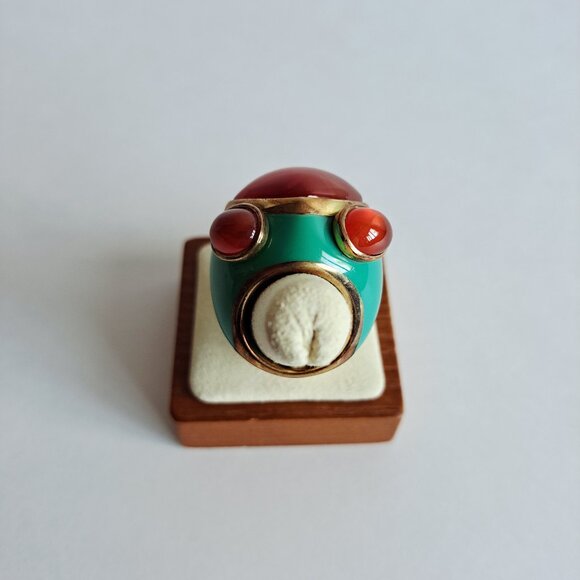 New Angelique de Paris Large Square Orange Natural Stones Blue Ring Size 7 - Picture 8 of 17